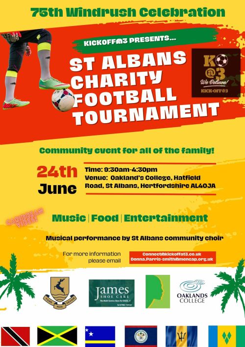 windrush charity football match poster
